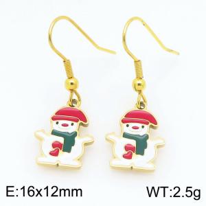 Stainless steel snowman Dripping Oil earrings for ladies as Jewelry Gifts - KE121288-Z