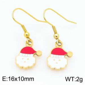 Stainless steel Santa Claus portrait Dripping Oil earrings for ladies as Jewelry Gifts - KE121289-Z