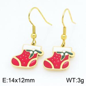 Stainless steel Christmas boots Dripping Oil earrings for ladies as Jewelry Gifts - KE121290-Z