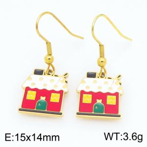 Stainless steel Christmas House Dripping Oil earrings for ladies as Jewelry Gifts - KE121291-Z