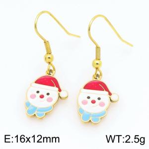 Stainless steel Christmas cute snowman emoji Dripping Oil earrings for ladies as Jewelry Gifts - KE121295-Z