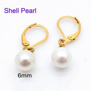 SS Shell Pearl Earrings - KE121927-Z