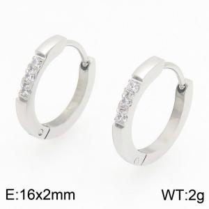 Stainless Steel Stone&Crystal Earring - KE122490-WM
