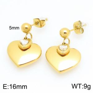 Stainless steel heart-shaped earrings suitable for daily wear - KE122598-KFC