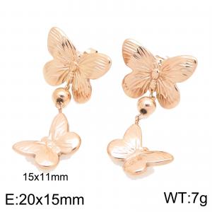 Stainless steel butterfly shaped earrings - KE122886-KFC