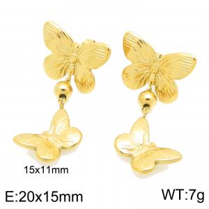 Stainless steel butterfly shaped earrings - KE122887-KFC
