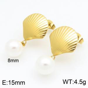 Stainless steel jewelry scallop shaped earrings - KE122915-KFC