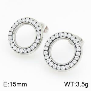 Fashion Jewelry Stainless Steel Rhinestone Earrings - KE134268-GC