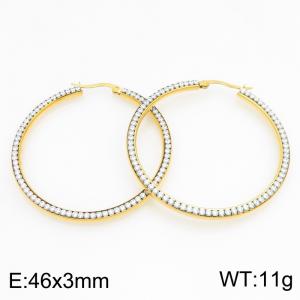 Fashion Jewelry Stainless Steel Rhinestone Earrings - KE134271-GC