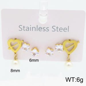 Stainless Steel Stone&Crystal Earring - KE134514-SS