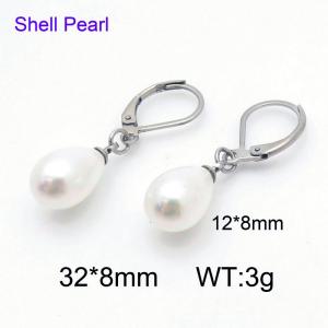 SS Shell Pearl Earrings - KE34836-Z