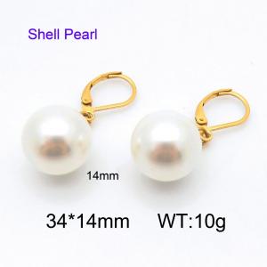 SS Shell Pearl Earrings - KE44015-Z