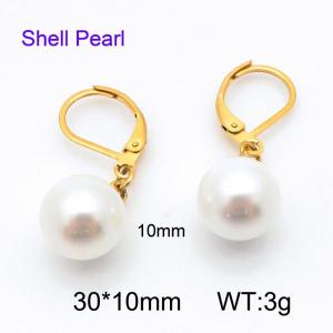 SS Shell Pearl Earrings - KE44018-Z