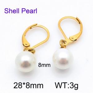 SS Shell Pearl Earrings - KE44020-Z