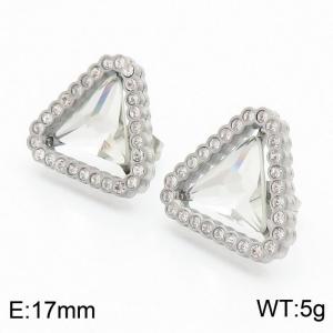 Stainless Steel Stone&Crystal Earring - KE49136-K