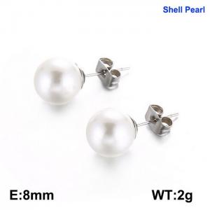 SS Shell Pearl Earrings - KE51979-Z