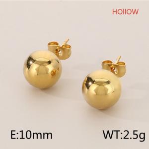 Simple Bean Gold Hollow Round Ball Earrings - KE55629-Z