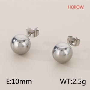 Simple Bean Gold Hollow Round Ball Earrings - KE55630-Z