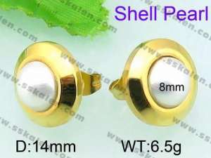 SS Shell Pearl Earrings - KE56621-Z