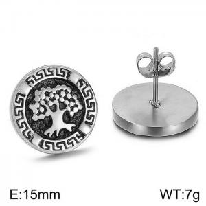 Stainless Steel Black-plating Earring - KE62428-K