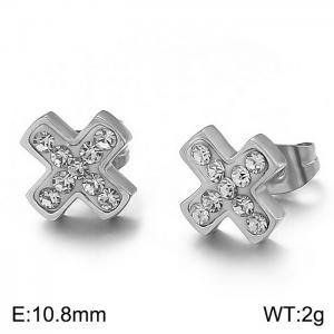 Stainless Steel Stone&Crystal Earring - KE62910-K