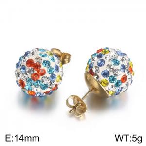 Stainless Steel Stone&Crystal Earring - KE63294-Z