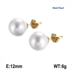 SS Shell Pearl Earrings - KE63312-Z