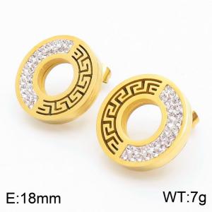 Stainless Steel Stone&Crystal Earring - KE65341-K