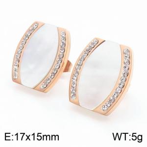 Stainless Steel Stone&Crystal Earring - KE67055-K
