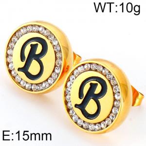 Stainless Steel Stone&Crystal Earring - KE69341-K