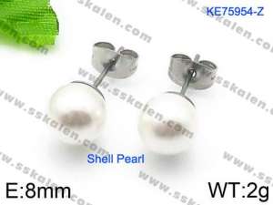 SS Shell Pearl Earrings - KE75954-Z