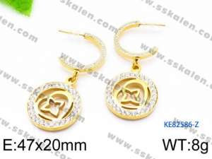 Stainless Steel Stone&Crystal Earring - KE82586-Z