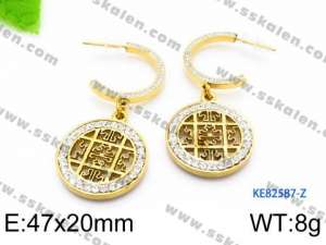 Stainless Steel Stone&Crystal Earring - KE82587-Z