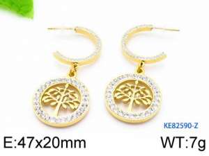 Stainless Steel Stone&Crystal Earring - KE82590-Z