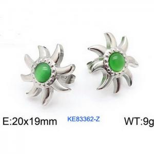 Silver Plated Stainless Steel Stud Earrings Gemstone Earrings for Women - KE83362-Z