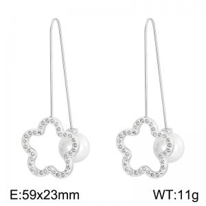 Stainless Steel Stone&Crystal Earring - KE83382-K