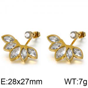 Stainless Steel Stone&Crystal Earring - KE83967-KSP