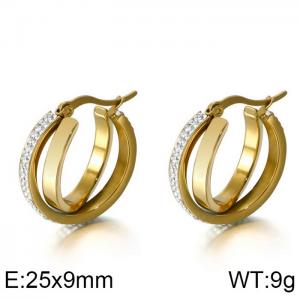 Stainless Steel Stone&Crystal Earring - KE84266-KSP