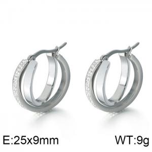 Stainless Steel Stone&Crystal Earring - KE84267-KSP