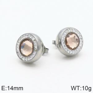 Stainless Steel Stone&Crystal Earring - KE86112-Z