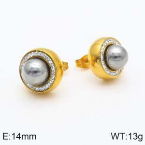 Stainless Steel Stone&Crystal Earring - KE86120-Z