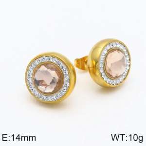 Stainless Steel Stone&Crystal Earring - KE86122-Z