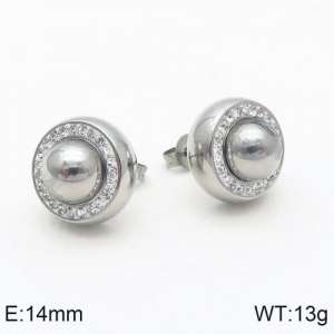 Stainless Steel Stone&Crystal Earring - KE86129-Z