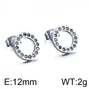 Stainless Steel Stone&Crystal Earring - KE86581-K