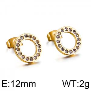 Stainless Steel Stone&Crystal Earring - KE86582-K