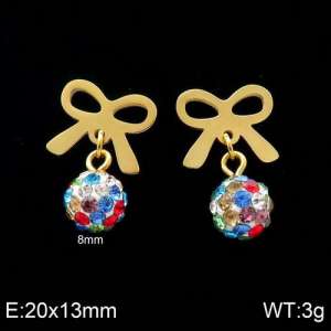 Stainless Steel Stone&Crystal Earring - KE88011-Z