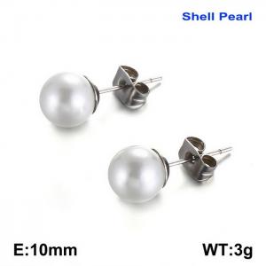 SS Shell Pearl Earrings - KE90930-Z