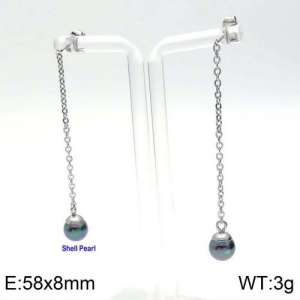 SS Shell Pearl Earrings - KE92489-Z