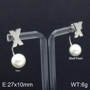 SS Shell Pearl Earrings - KE92502-Z