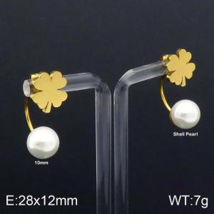 SS Shell Pearl Earrings - KE92520-Z